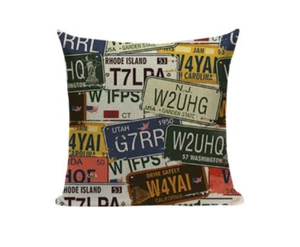 Licence Plate VC7 Pillow Cover Vintage Highway Classic License Plates Automotive - Picture 1 of 5