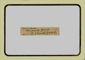 RARE! “19th Century English Novelist” S. Levett-Yeats Cut Signature Mounted - Picture 1 of 1