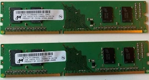 Two, 1GB Micron MT4JTF12864AZ-1G4D1 PC3-10600U Computer Memory RAM FREE SHIPPING - Picture 1 of 2