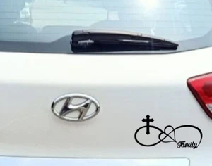 Unendlichkeit Symbol Familie mit Kreuz Aufkleber Vinyl Autoaufkleber (3x7)   - Bild 1 von 2