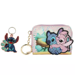 Disney Stitch and Angel Zip-Around Wallet with Stitch Keychain - Picture 1 of 11