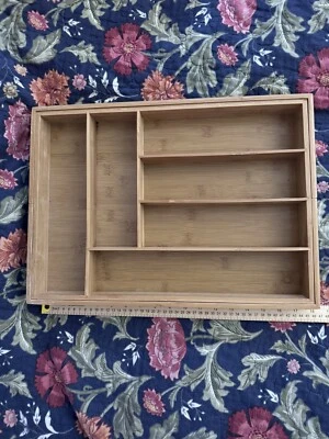 Расширяемый бамбуковый органайзер для кухонного ящика очень большой держатель для столовых приборов - Изображение 1 из 4