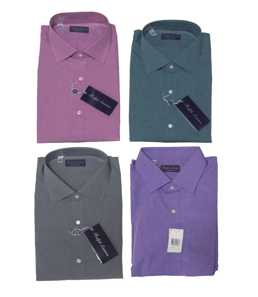 Ralph Lauren Purple Label Italy Mens Solid Button Down Spread Sport Dress Shirt - Image 1 of 1