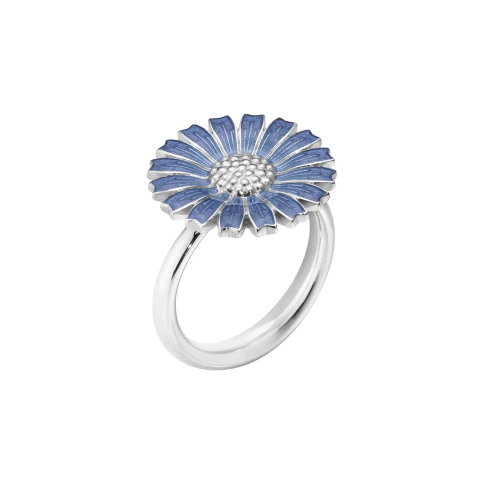 Georg Jensen. Anillo DAISY de plata de ley con esmalte azul - 18 mm. Foto 1 de 1