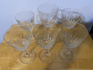 SIX Luminarc Cut Crystal Cordial Wine Glasses. 5 - 6”, 2” Stem; 1 -7”, 3” Stem - Picture 1 of 7