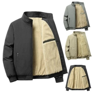 Mens Coat Fleece Lined Thicken Bomber Jackets Thermal Blazer Suit Workwear Warm - Picture 1 of 12