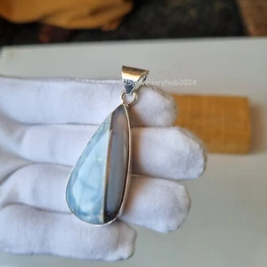 Colgante de piedras preciosas de ópalo azul natural de plata de ley 925 colgante de diseñador PG5471 - Imagen 1 de 7