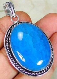 SnakeSkinQuartz &925Silver HandmadeBeautifulPendant 55mm &925%SilverChain/giftbo - Picture 1 of 3