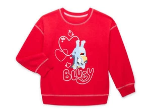 Bluey Girls Valentine's Day Graphic Crewneck Pullover & Fleece Jogger Sweatpant - Picture 1 of 14