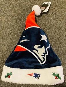 Brand New NFL New England Patriots Big Logo Holiday Plush Christmas Santa Hat  - Picture 1 of 3