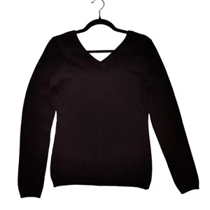 Double V-Neck Sweater Old Navy Knit Pullover Women's Size Medium Black - Picture 1 of 6