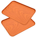  2 Pcs Imitation Wood Grain Plastic Tray Tea Cup Supplies Fruit Plate