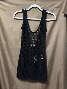 Nuevo con etiquetas Vestido de Encubrimiento de Natación The Annemarie Crochet Sólido y Rayas Talla Pequeña Negro - Imagen 1 de 7
