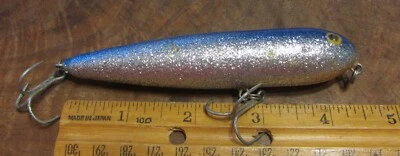 Señuelo Fred Arbogast Fred's Fido de madera brillante plateada y azul Foto 1 de 4