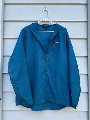Chaqueta cortavientos grande Patagonia con capucha súper ligera vintage concha AZUL Foto 1 de 4