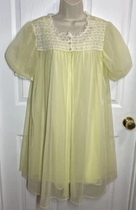 Vintage 1960’s Lisette Womens Medium Yellow Gown & Peignoir Chiffon Lace READ - Picture 1 of 18