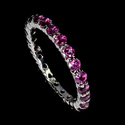 Anillo de plata de ley 925 redondo rodolita granate piedras preciosas naturales joyería talla 7,5 Foto 1 de 4