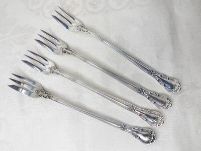 GORHAM CHANTILLY STERLING SILVER COCKTAIL FORKS, SET OF 4, 5 1/2", NO MONOS, PAT - Image 1 of 4