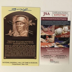 Autographed/Signed TREVOR HOFFMAN HOF Hall Of Fame Plaque Postcard JSA COA Auto - Picture 1 of 2