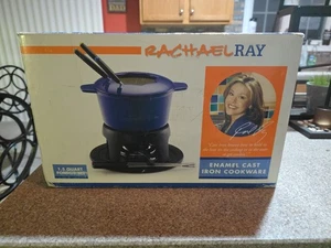Rachael Ray 1.5 Quart Complete Fondue Set - Enamel Cast Iron Cookware - New - Picture 1 of 4