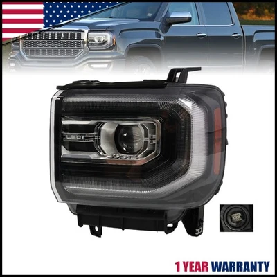 Left Black Projector Headlight Assembly Full LED For GMC Sierra 1500 2016-2018 - Image 1 of 4