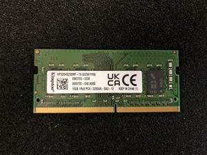 16GB (1X16GB) KINGSTON 1RX8 PC4-3200AA LAPTOP MEMORY DDR4 -25600 MHZ RAM - Afbeelding 1 van 2
