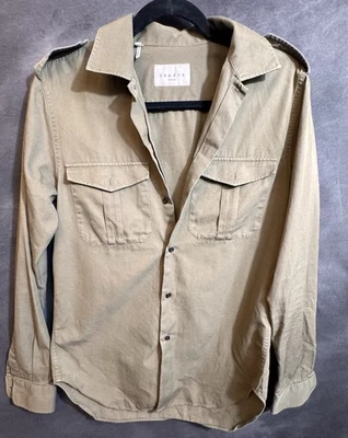 Sandro Paris Shirt Mens SMALL Green Military 100% Cotton - Image 1 of 4