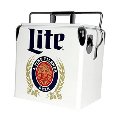 Enfriador de hielo retro Miller lite con abrebotellas 13 L/14 cuartos, rojo y  Foto 1 de 4