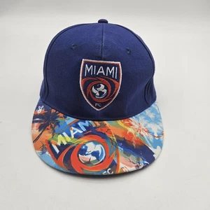 Miami FC Mütze Kappe Druckknopflasche Herren blau bunt Fußball tropische Krempe flacher Schirm - Bild 1 von 8