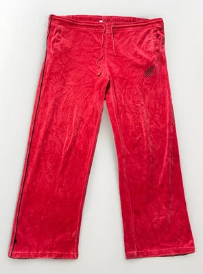 Pantalones deportivos Rocawear para mujer de terciopelo rojo con cordón 2XL Foto 1 de 4