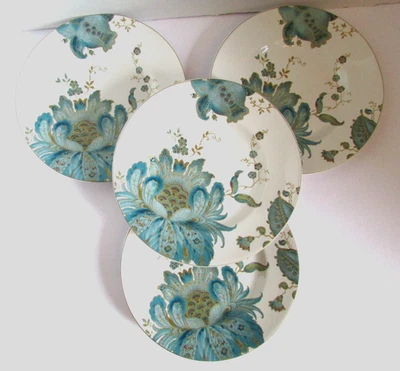 222 Fifth Eliza Pratos de Salada Floral Azul-petróleo 8,75” Conjunto de 4 NOVO - Imagem 1 de 3