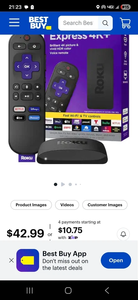 Roku Streaming Stick Plus.  Dispositivo de transmisión Roku 4K y HDR con control remoto por voz Foto 1 de 4
