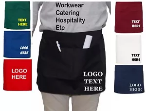 Custom short personalised waist apron bar staff plain pub Logo cafe work Text - Picture 1 of 7