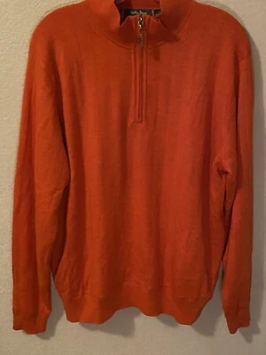 Suéter Bobby Jones 100% lã merino ponto dobra quarto de zíper forrado vento tamanho G - Imagem 1 de 4