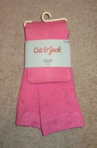 Cat & Jack Girls' Size 12-14M Sparkly Pink Footed Fashion Tights Stretchy 1 Pair - Picture 1 of 3