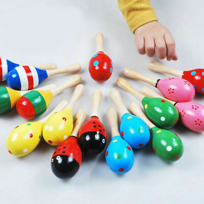 Colorful Wooden Maracas Baby Child Musical Instrument Rattle Shaker Kids Toys • 1.64£