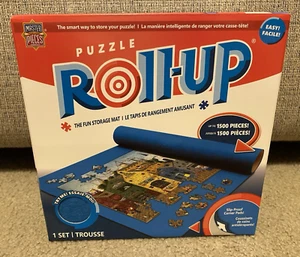 PUZZLE ROLL UP STORAGE MAT STORES UP TO 1500 PIECES 24" x 42" BLUE MASTER PIECES - Picture 1 of 9