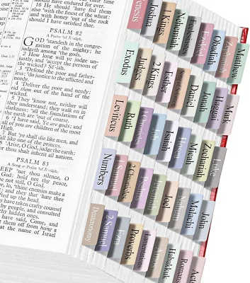 PUKYO Bible Tabs for Women & Men,75 Laminated Bible Tabs for Easy of Use, Large Print