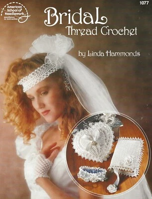 Bridal Thread Crochet Bridemaid's Hat Garter Fingerless Gloves Basket Headband - Image 1 of 2