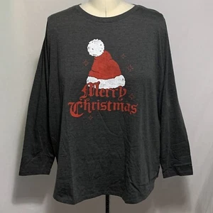Ugly Merry Christmas Shirt Distressed Santa Hat Long Sleeve Womens Plus Size 4X - Picture 1 of 4