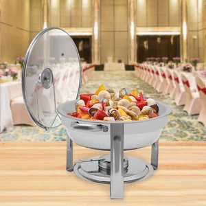 Chafing Dish de acero inoxidable recipiente para mantener el calor calentador de alimentos redondo recipiente térmico 5 L - Imagen 1 de 12