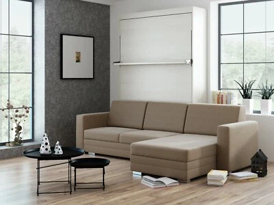 Schrankbett Wandbett mit Sofa Ecke Leggio Linea Tondo LW 160 x 200 cm Whitewood - Bild 1 von 4