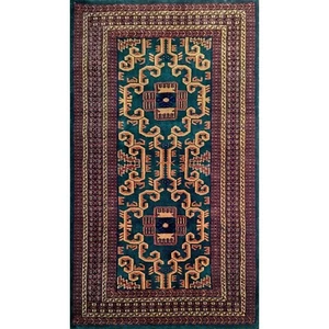 Amma Carpets Handmade Hand Knotted Woolen Rug Dark Greenl 3x5 feet Tribal Palace - Picture 1 of 6