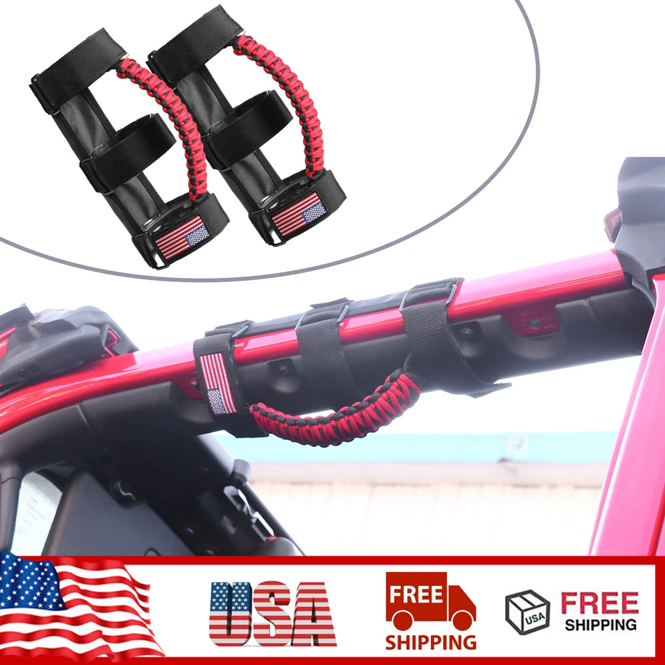 Roll Bar Grab Handles Grip Handle For 1997-2023 Jeep Wrangler TJ JK JL US Flag Foto 1 de 4