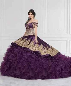 Mexico Quinceanera Dresses Ball Gowns Off Shoulder Lace Applique Sweet 16 Dress - Picture 1 of 6