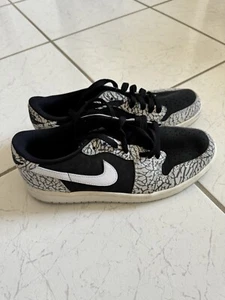 EUC - Size 9.5 - Air Jordan 1 Retro OG Low Black Cement W - Picture 1 of 7
