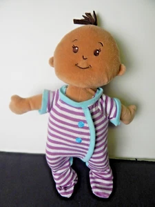 Manhattan Toy Wee Baby STELLA Medium Brown Skin Tone 12" Baby Plush Purple Pjs - Picture 1 of 5