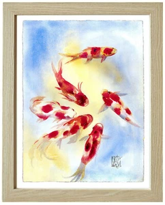 Oriental KOI FISH Good Luck Framed 16x20 Giclee Art Print **SALE - Picture 1 of 4