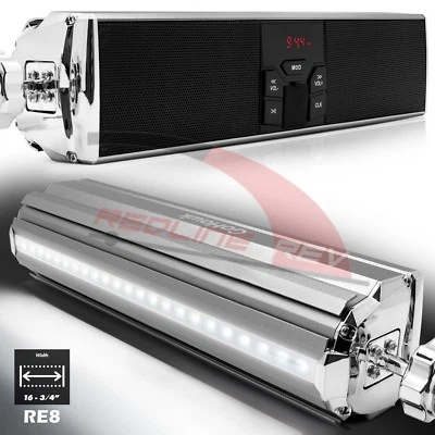 Waterproof Bluetooth Motorcycle Handlebar Audio Stereo Speaker System MP3 USB FM - Image 1 of 4