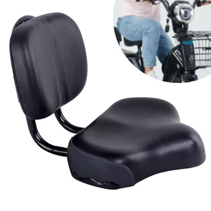 Bike Saddle Seat w/ Backrest Bicycle Extra Wide Comfort Leather Cushion Soft Pad - Picture 1 of 20